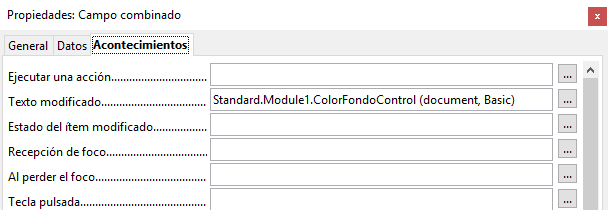 Color de fondo de un control esté condicionado a su contenido - Asignar macro al evento del cuadro combinado