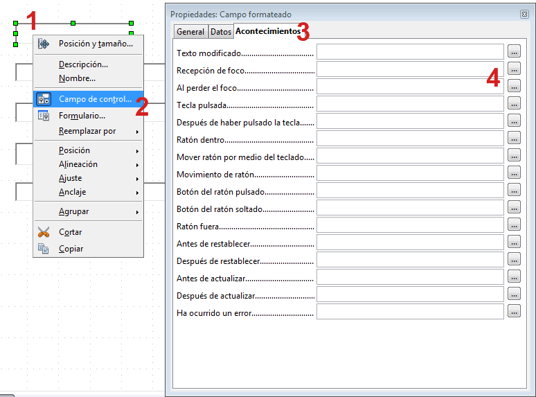 Cambiar el color de los controles en formulario OpenOffice