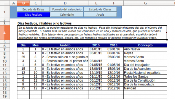 Planificador De Cursos Eventos Tareas En Calc