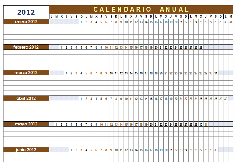 Plantilla Calendario Anual configurable para OpenOffice Calc