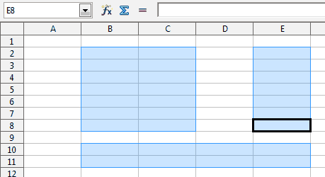 Seleccionar rangos de celdas en Calc