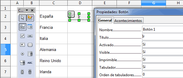 Insertamos un botón en la hoja de cálculo