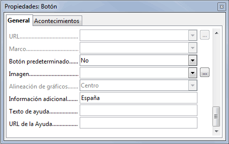 Cambiamos la propiedad Información adicional del botón