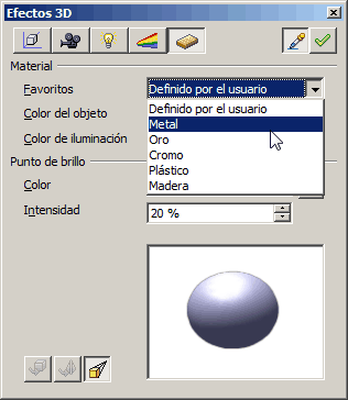 Editar el material de un objeto 3D en OpenOffice