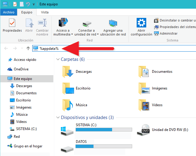 Acceder a la carpeta de usuario de OpenOffice / LibreOffice en Windows 10