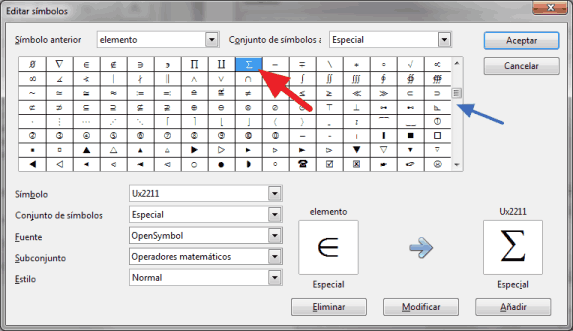 Agregar nuevos símbolos a OpenOffice Math
