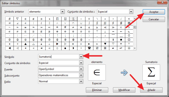 Agregar nuevos símbolos a OpenOffice Math