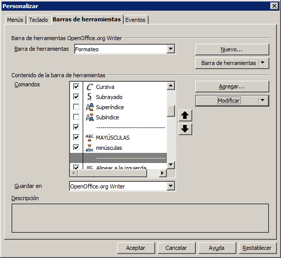 Openoffice superindice