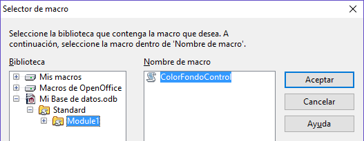 Color de fondo de un control esté condicionado a su contenido - Asignar macro