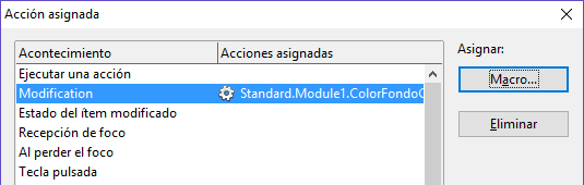 Color de fondo de un control esté condicionado a su contenido - Asignar macro