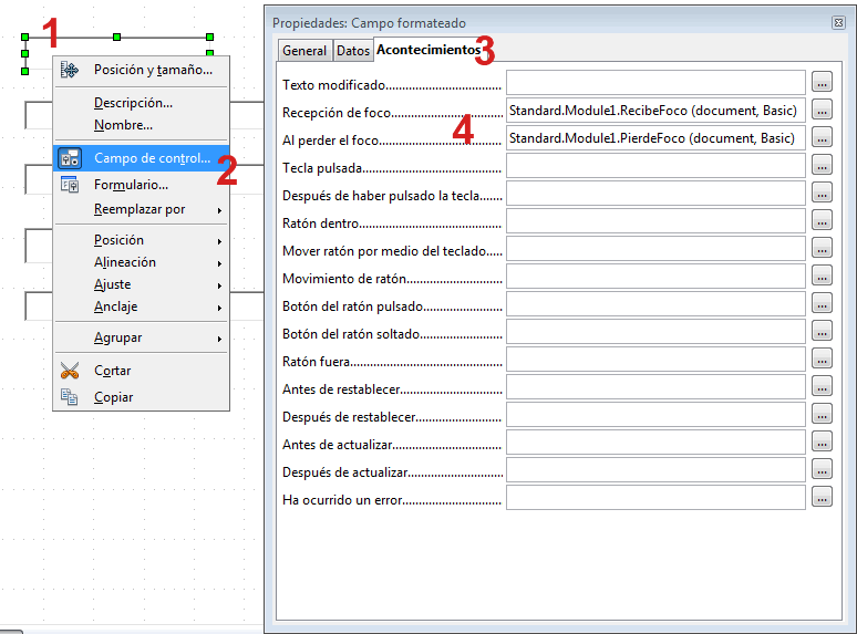 Cambiar el color de los controles en formulario OpenOffice