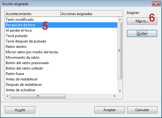 Cambiar el color de los controles en formulario OpenOffice