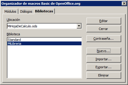 Botón Contraseña para proteger la biblioteca