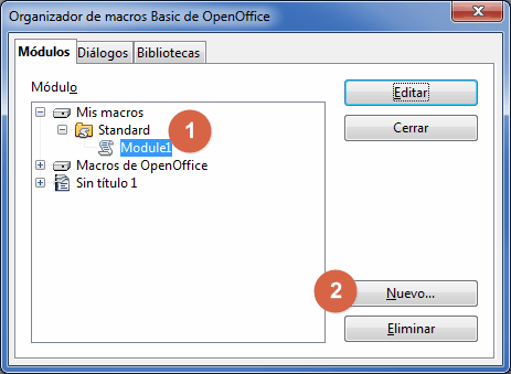 Contenedor Mis macros con el botón Nuevo