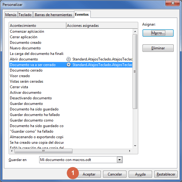Resultado de la macro asignada al cerrar el documento
