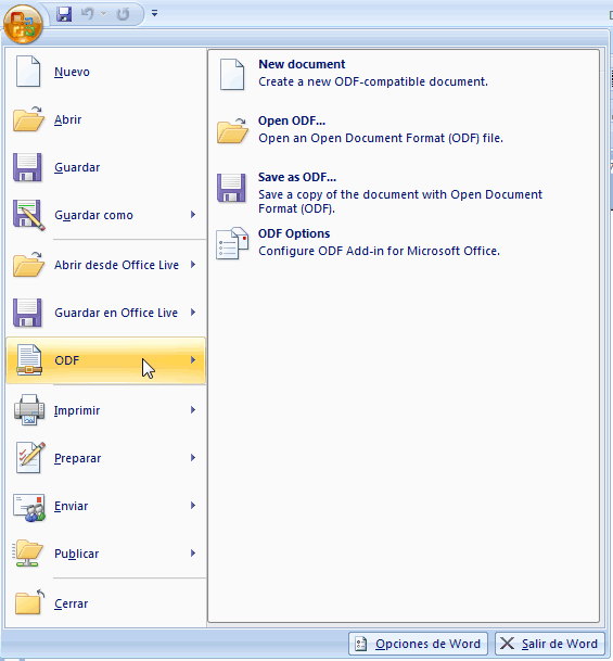 Abrir archivos de OpenOffice.org desde Microsoft Office