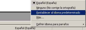 Restablecer el idioma del texto al idioma predeterminado en OpenOffice Writer