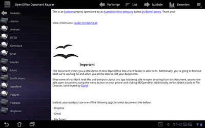 Visor de documentos OpenOffice y LibreOffice Writer para Android