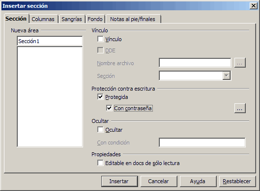 Proteger con contraseña tan sólo una parte del texto en OpenOffice Writer
