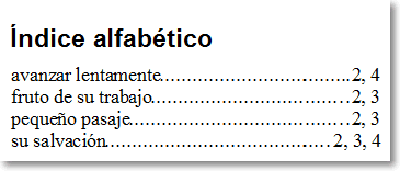 Insertar un índice que indique en qué páginas aparece un texto en OpenOffice Writer