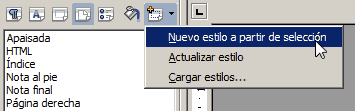 Nuevo estilo de página creado copiando el Predeterminado