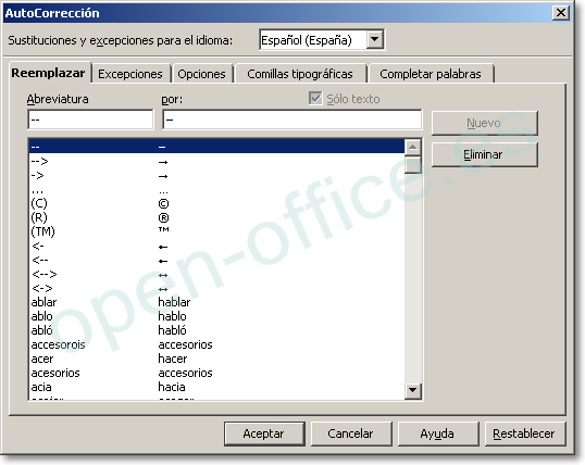 Redescubriendo la Autocorrección de Writer